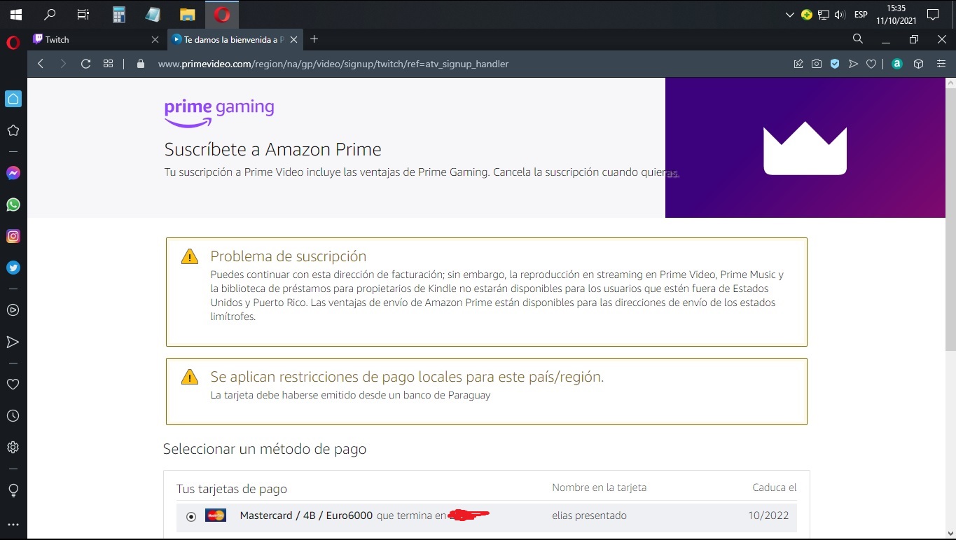 Tengo amazon prime cheap pero no twitch prime