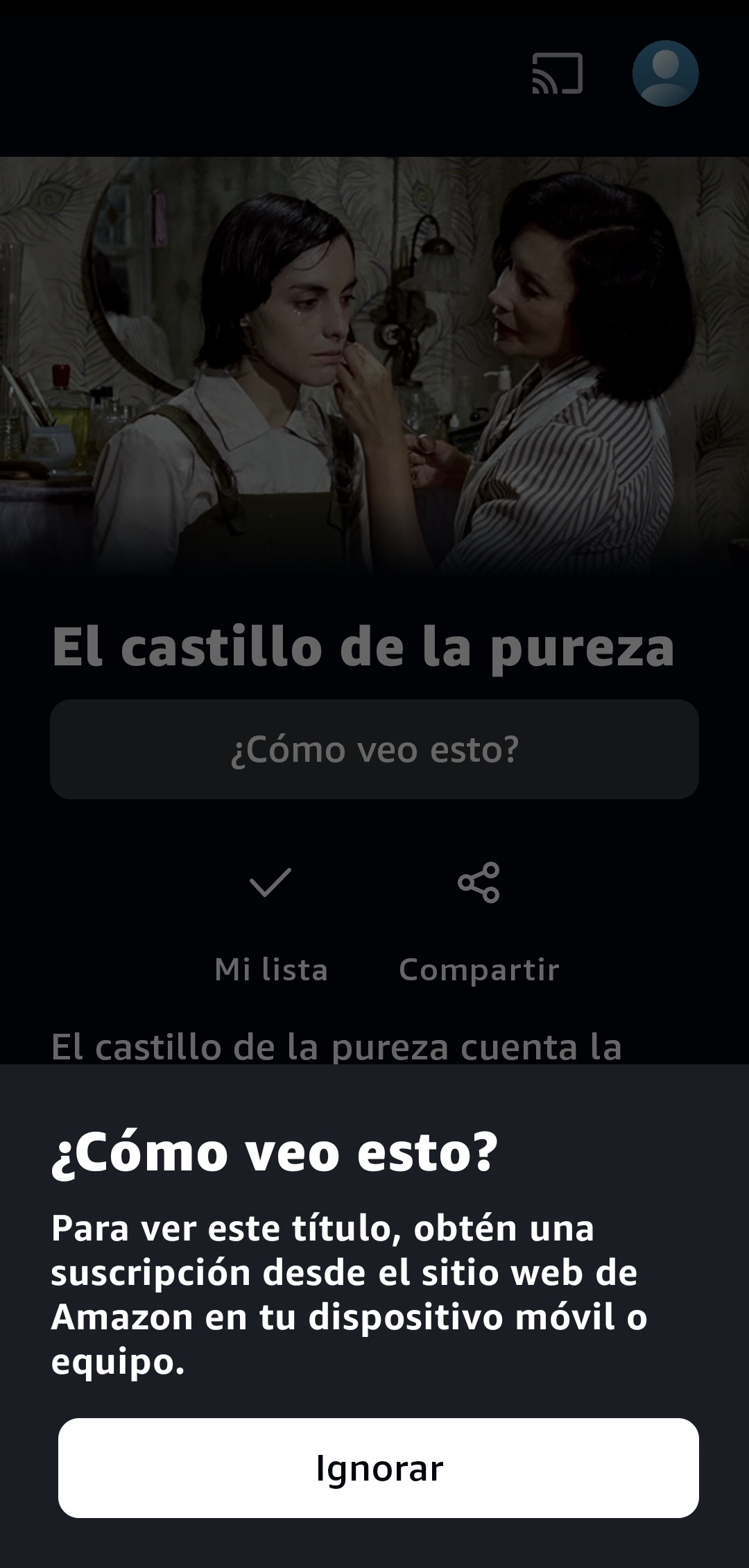 No puedo ver una pelicula que se incluye con Prime Video